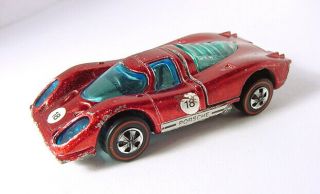 1969 Mattel Hot Wheels Redline Porsche 917 Red W Dark Interior Hk