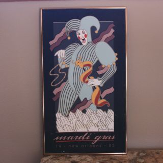 Mardi Gras Poster 1985 Official Rare By Hugh Ricks Signed And Numbered By Artist