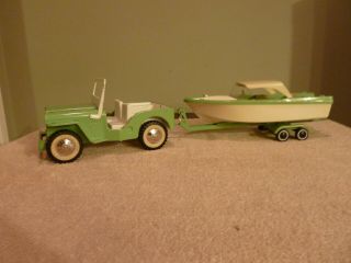 Tonka Jeep With Boat And Trailer Set 1960 