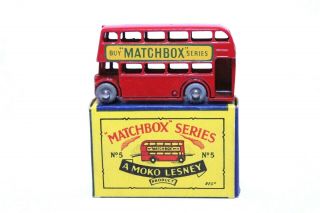 Fantastic Matchbox Moko Lesney No.  5 London Bus Metal Wheel Near Mib