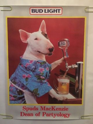 Spuds Mackenzie Vintage Poster Dean Of Partyology Bud Light Beer Pin - Up