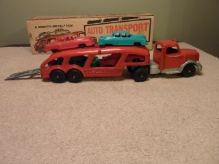 Hubley 1492 Auto Transport Truck Set With 4 Cars Steel 3