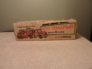 Hubley 1492 Auto Transport Truck Set With 4 Cars Steel 8