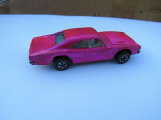 68 HOT WHEELS REDLINE CUSTOM DODGE CHARGER ORIG BRIGHT PINK WHITE INT 7