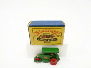 1953 MOKO Lesney Matchbox No.  1a ' ROAD ROLLER ' - - - in SCRIPT BOX - - see photos & more 2