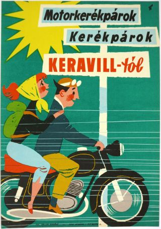 Vtg Orig.  Advertising,  Poster Motorbike,  Motorcycle From Keravill