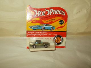 1969/70 Hot Wheels Redline " Mercedes - Benz 280sl " W/button Hk Olive/blk Roof