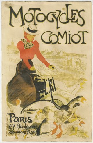 1899 Motocycles Comiot Vintage Poster Art Print 11 X 17 Motorcycle Steinlen