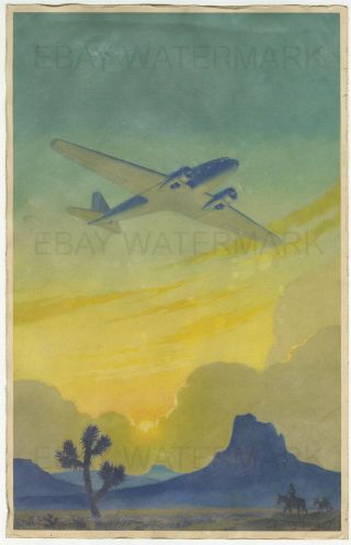 1934 Ruehl Heckman Racing The Sun Western Art Deco Aviation Age Print 11 X 17