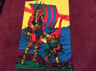 The Viking Houston Blacklight Vintage Poster Psychedelic Pin - Up 1970’s