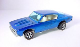 1967 Mattel Hot Wheels Redline Custom Barracuda Blue W White Int Hk Great Wheels