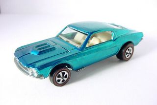 1969 Mattel Hot Wheels Redline Custom Mustang Aqua W White Int Us Great Wheels