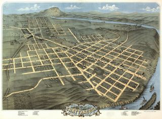 1871 Panoramic Birds Eye View City Of Chattanooga Tennessee Wall Art Poster