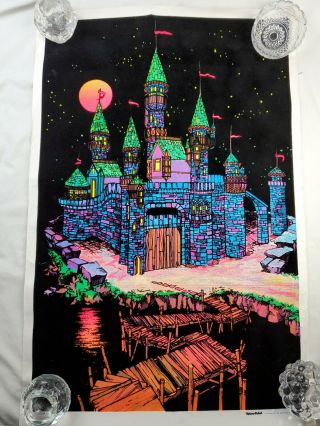 Magic Castle Velva Print Flocked Fantasy Blacklight Poster 1972 Aa Sales Pp425