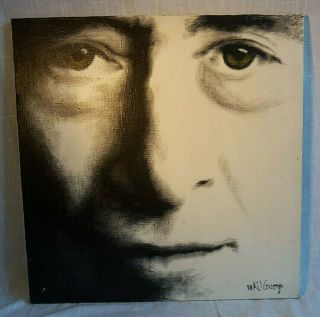 Vintage One Of A Kind K J Krump Signed & Dated 23 " X 23 " Painting Of John Lennon