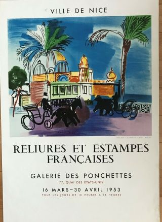 2 Vintage 1950’s French Exhibition Posters Featuring The Artwork Of Raoul Dufy