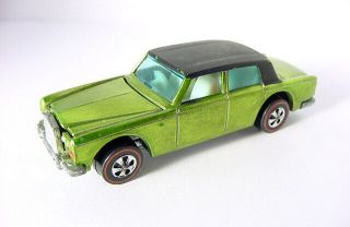 1969 Mattel Hot Wheels Redline Rolls Royce Silver Shadow Green W White Int Hk