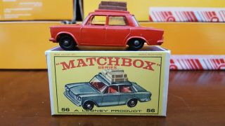 1965 Lesney Matchbox No.  56b Fiat In Rare Red Color