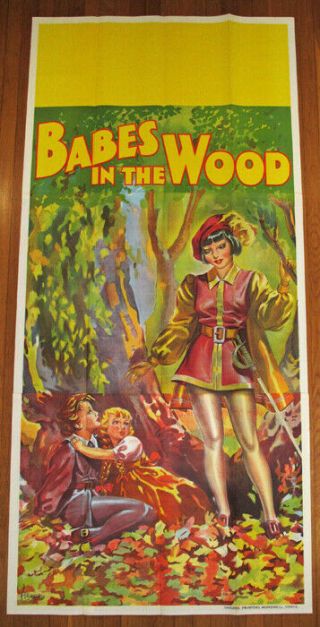 1930s Art Deco 3 Sheet Babes In The Wood Theater Poster Stone Lithography Pin Up