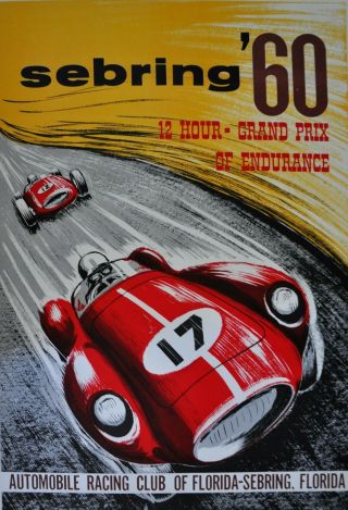 Poster 1960 Car Racing Sebring Florida Usa Porsche