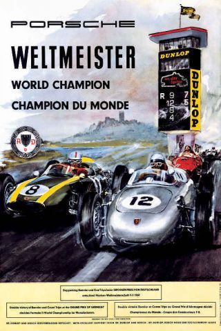 Vintage 1960 Grand Prix Of Germany Auto Racing Poster Print 36x24 9 Mil Paper