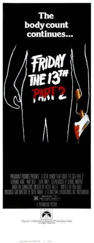 1981 Friday The 13th Part 2 Vintage Horror Movie Poster Print Style B 36x14 9mil
