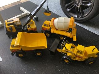 Metal Tonka Construction Toys Dump Truck,  Concrete Mixer,  Front Loader,  Crane