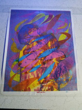Vintage Poster Blacklight Hippie Light My Fire 1970s 1960s Love Peace Sexy