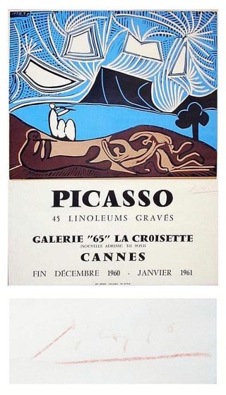 S P R I N G S A L E Signed Poster Pablo Picasso Linoleums Graves Pencil Sign