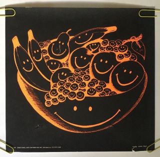 Happy Fruit Vintage Blacklight Poster Pin - Up Retro Psychedelic 1970’s
