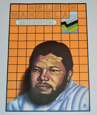Political Poster.  Ospaaal.  Nelson Mandela.  Africa.  Cuba Propaganda Art