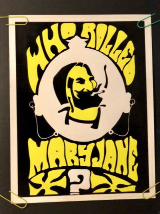 Mary Jane Vintage Blacklight Poster Pin - Up Zig Zag Man Dargis Uv Retro