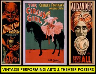 2,  000 Vintage Theater Magic Circus Posters Performing Arts Pictures Houdini Cd