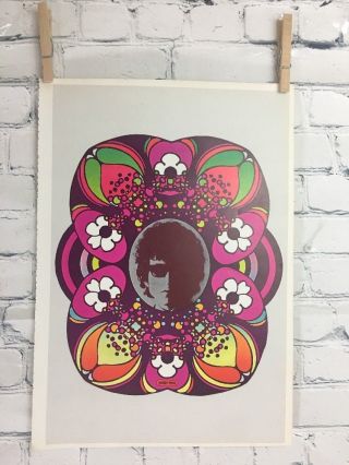 Vtg Peter Max Poster 1970 Mcm Mod 11”x16” Bob Dylan