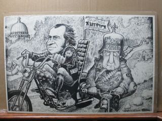 Vintage Black White Poster Nixon Watergate Easy Rider Parody 1970 