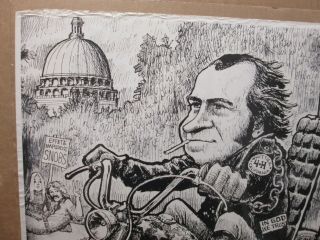 Vintage Black white Poster Nixon watergate easy rider Parody 1970 ' s Inv G2614 3