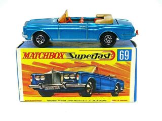 Matchbox Lesney No.  69c Rolls - Royce Silver Shadow G2 Box (rare Light Yellow Base)