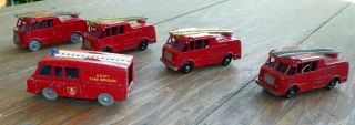 5 Matchbox Lesney Fire Trucks Kent Brigade No.  57 Land Rover 9 Merryweather Cn