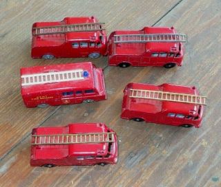 5 Matchbox Lesney Fire Trucks Kent Brigade No.  57 Land Rover 9 Merryweather CN 5