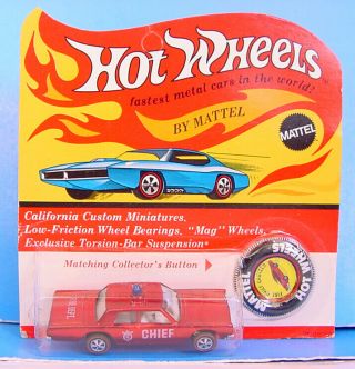 Hot Wheels Redline Fire Chief Cruiser Red Us Base Minty Carded Unpunched