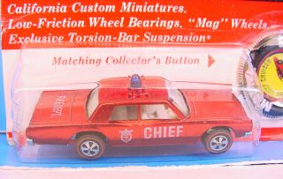 HOT WHEELS REDLINE FIRE CHIEF CRUISER RED US BASE MINTY CARDED UNPUNCHED 2