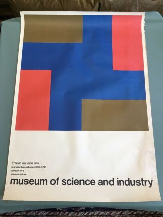 Vintage 1960s Chicago Museum Of Science Industry Graphic Design Poster
