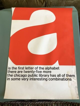 Vintage 1960s Chicago Public Library Travel/graphic Design Poster