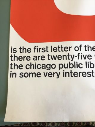Vintage 1960s Chicago Public Library Travel/Graphic Design Poster 3