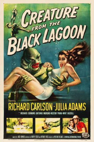 1954 Creature From The Black Lagoon Vintage Movie Poster Print Style A 36x24