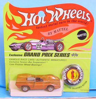 1960s Hot Wheels Redline Ferrari 312p Copper Orange ?? Base Minty Carded