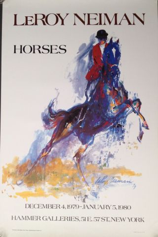 1980 Poster By Leroy Neiman,  Horses,  For Hammer Galleries