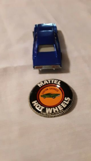 1968 Mattel hot wheels redline custom dodge Charger with metal button. 4