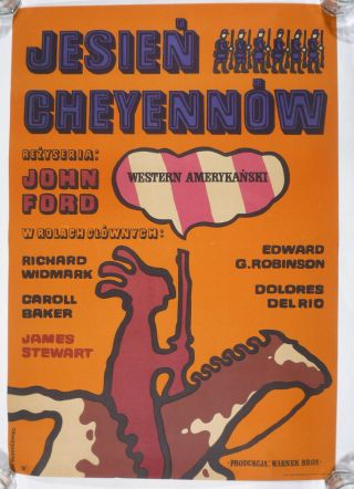 Vintage Polish Film Movie Poster Cheyenne Autumn 1964 John Ford Jan Młodożeniec