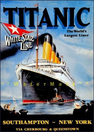 White Star Line 1912 Titanic Ocean Liner Ships Vintage Poster Print Travel Art